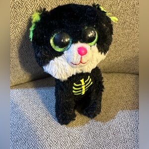 Halloween Black Cat Green Skeleton Plush Stuffed 7" Skelecat Kitty Kitten Spooky